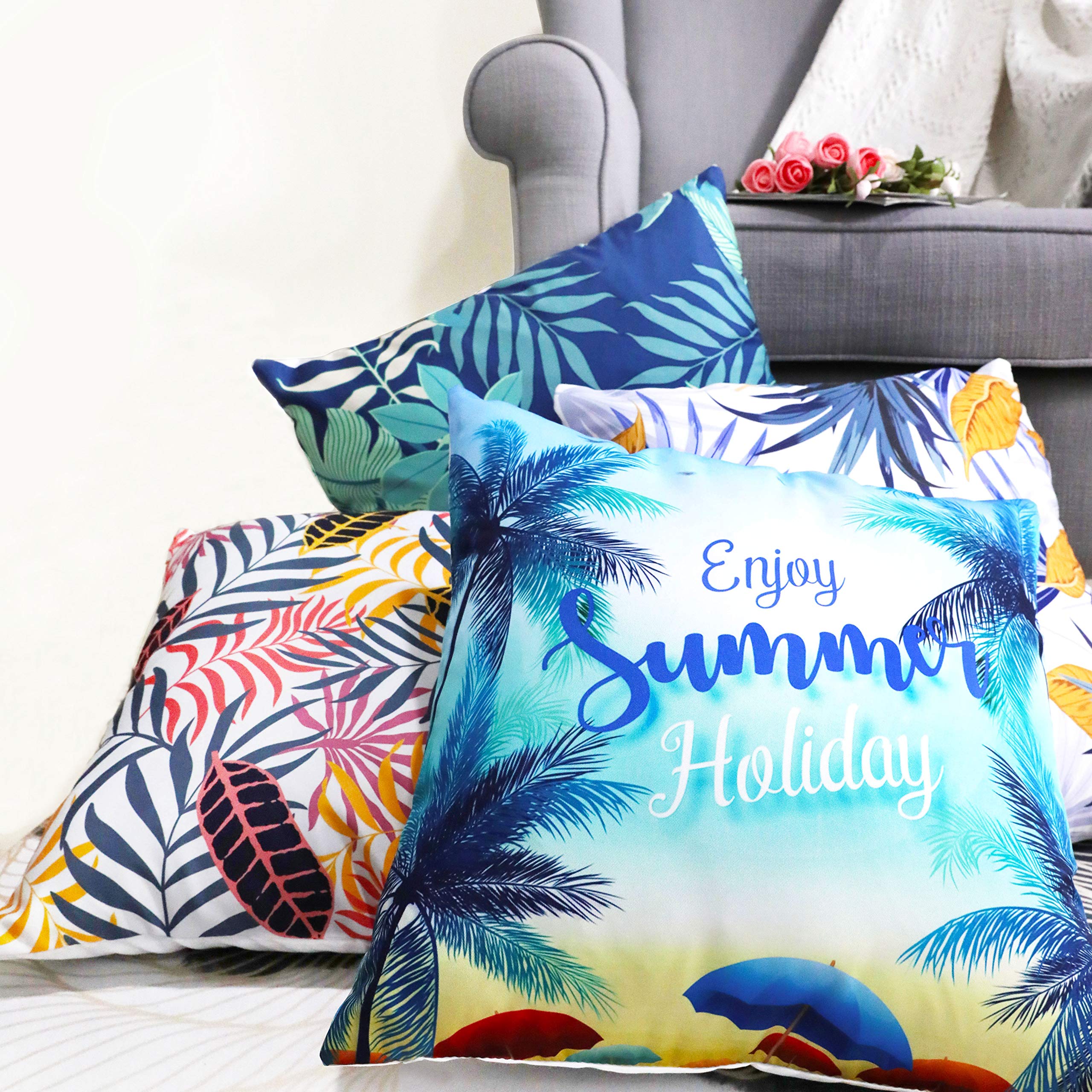 Amazon.co.jp: Uhomy ホームデコレーション 夏休み 枕カバー カラフル